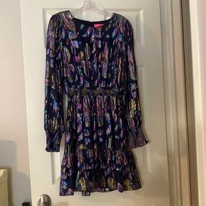 Lilly Pulitzer Navy Metallic dress.  Worn twice.   Fun!